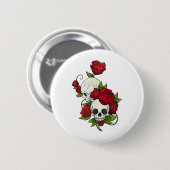 Badge Rond 5 Cm Crânes Roses Día de Muertos (Devant & derrière)