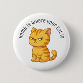 Badge Rond 5 Cm Cranky Orange Tabby Cat Custom Text (Devant)