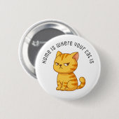Badge Rond 5 Cm Cranky Orange Tabby Cat Custom Text (Devant & derrière)