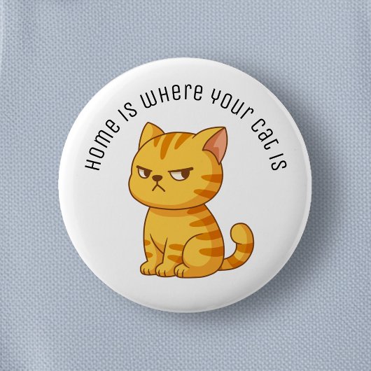Badge Rond 5 Cm Cranky Orange Tabby Cat Custom Text