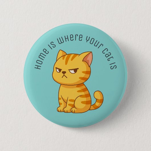 Badge Rond 5 Cm Cranky Orange Tabby Cat Custom Text Green (Devant)
