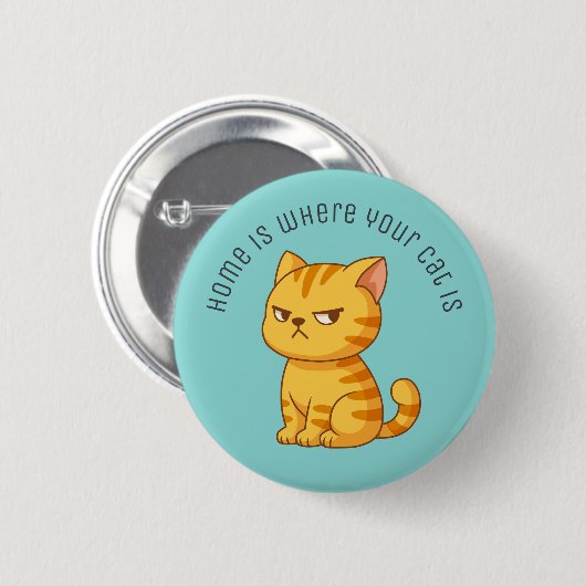 Badge Rond 5 Cm Cranky Orange Tabby Cat Custom Text Green (Devant & derrière)