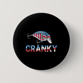 Badge Rond 5 Cm Cranky Usa Crankit Pêche Fête Des Pères 