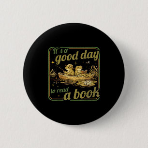 Badge Rond 5 Cm Crapaud grenouille lit un livre enseignants élèves
