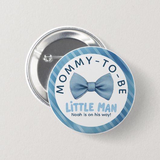 Badge Rond 5 Cm Cravate Bleu Bow Mommy-to-be Little Man Baby showe (Devant & derrière)