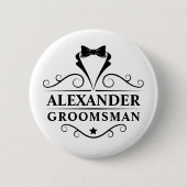 Badge Rond 5 Cm Cravate noire Groomsman (Devant)
