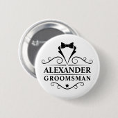 Badge Rond 5 Cm Cravate noire Groomsman (Devant & derrière)