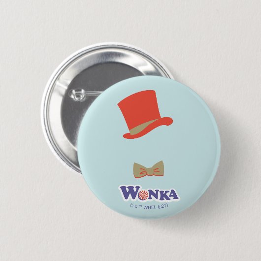 Badge Rond 5 Cm Cravate Wonka Top Hat & Bow (Devant & derrière)