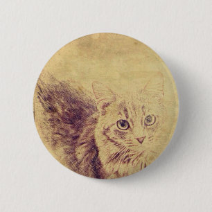 Badge Rond 5 Cm Crayon amoureux des chats mignon croquis gris tabb
