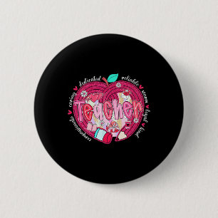 Badge Rond 5 Cm Crayon cœur enseignant de la Saint-Valentin Coquet