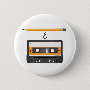 Badge Rond 5 Cm Crayon et cassette compacte
