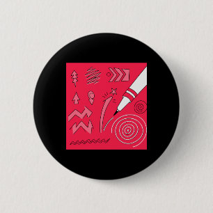 Badge Rond 5 Cm Crayon rouge coloré numérique artistique expressif