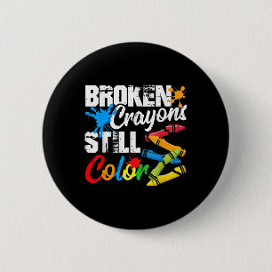 Badge Rond 5 Cm Crayons cassés Couleur encore Sensibilisation à la
