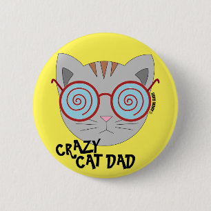 Badge Rond 5 Cm Crazy Cat Dad Button
