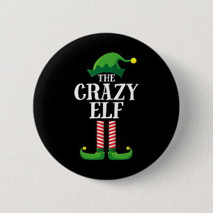 Badge Rond 5 Cm Crazy Elf Matching Family Group Christmas Party