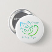Badge Rond 5 Cm Crazy Kitty Papa Cute Kitty Abstrait (Devant & derrière)