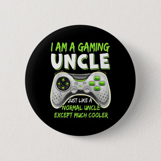 Badge Rond 5 Cm Crazy Oncle Funky Uncle Jeu Vidéo Jeu Lover Fu (Devant)