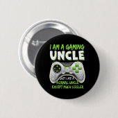 Badge Rond 5 Cm Crazy Oncle Funky Uncle Jeu Vidéo Jeu Lover Fu (Devant & derrière)