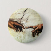 Badge Rond 5 Cm Création d'Adam - mains Michaël Angelo 1475 - 1564 (Devant)