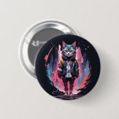 Badge Rond 5 Cm Création de chat mignon stylé (Devant & derrière)