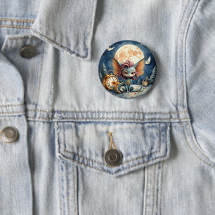 Badge Rond 5 Cm Créature de Fantaisie Mignonne au Clair de Lune