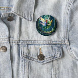 Badge Rond 5 Cm Créature de Fée Enchantée – Lutin de la Forêt Magi