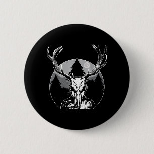 Badge Rond 5 Cm Créature folklorique Lune Wendigo Forêt Halloween