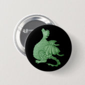 Badge Rond 5 Cm créature imaginaire mythique dragon vert mignon (Devant & derrière)