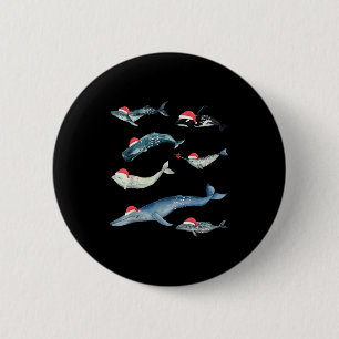 Badge Rond 5 Cm Créatures Marines Mignonnes Baleines Orca Noël Océ