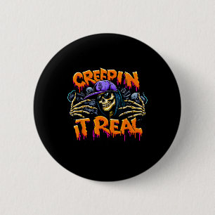 Badge Rond 5 Cm Creeper Le Réel Halloween Hip Hop Squelette Drogue