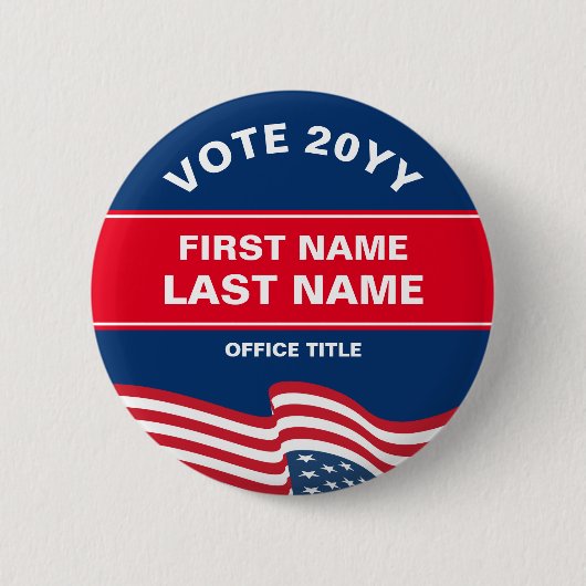 Badge Rond 5 Cm Créer votre propre campagne électorale Bouton bleu (Devant)