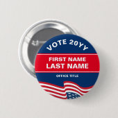 Badge Rond 5 Cm Créer votre propre campagne électorale Bouton bleu (Devant & derrière)