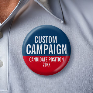 Badge Rond 5 Cm Créer votre propre porte-campagne - Rouge et Bleu