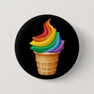 Badge Rond 5 Cm Crème arc-en-ciel