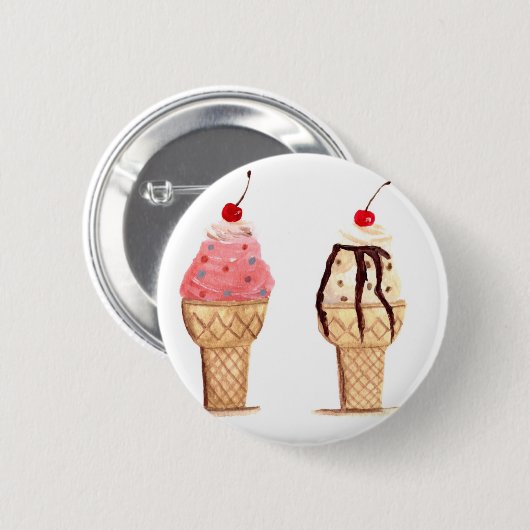 Badge Rond 5 Cm Crème de glace (Devant & derrière)