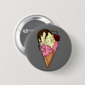Badge Rond 5 Cm Crème glacée à crâne de banane de fraise douce (Devant & derrière)