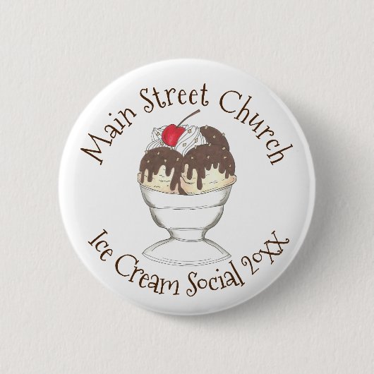 Badge Rond 5 Cm Crème glacée annuelle Social Favoriser Hot Fudge S (Devant)
