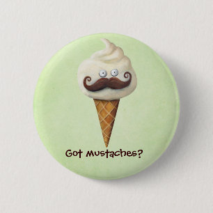 Badge Rond 5 Cm Crème glacée avec des moustaches