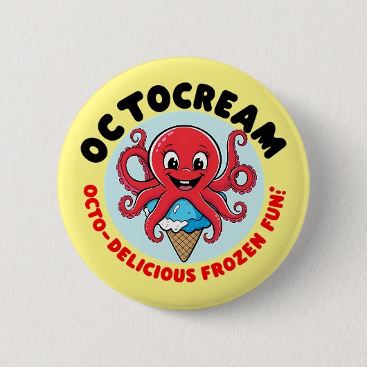 Badge Rond 5 Cm Crème glacée d'octopus (Devant)