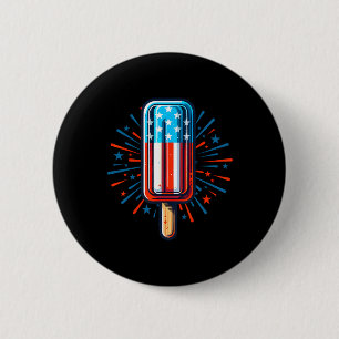 Badge Rond 5 Cm Crème Glacée du 4 Juillet Drapeau Américain Patrio