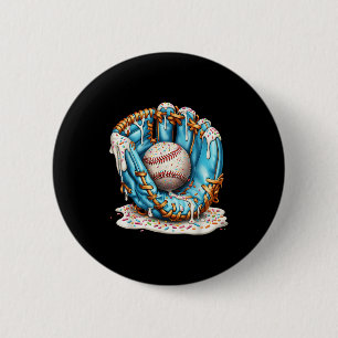 Badge Rond 5 Cm Crème Glacée Gant de Baseball Avec Dégoulinade et