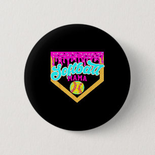 Badge Rond 5 Cm Crème glacée qui coule Mama Softball Dégoulinante
