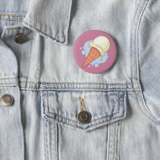 Badge Rond 5 Cm Crème Glacée Vanille (En situation)