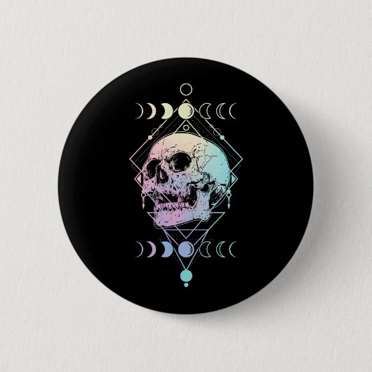 Badge Rond 5 Cm Crescent Moon Crâne Occulte Cuisine Pastel Goth (Devant)