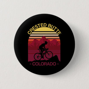 Badge Rond 5 Cm Crested Butte Colorado Vélo Tout Terrain Cycliste