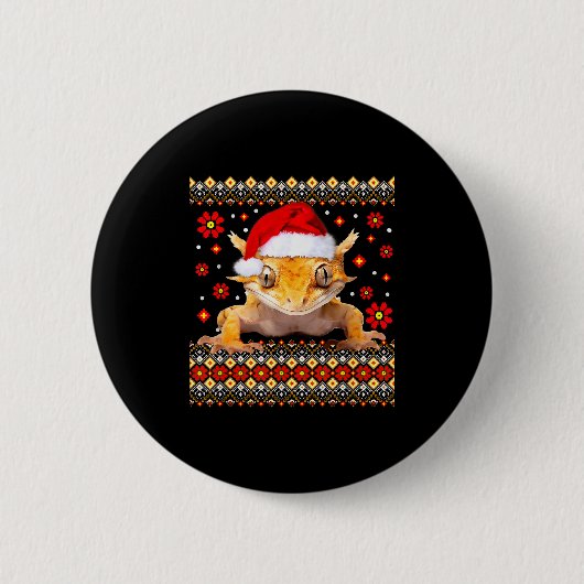 Badge Rond 5 Cm Crested Gecko Ugly Christmas Sweater (Devant)