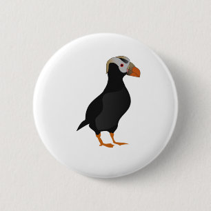 Badge Rond 5 Cm Crested Puffin Standing