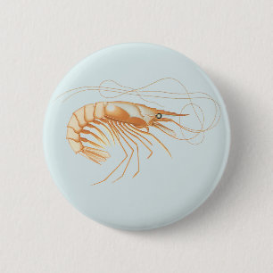 Badge Rond 5 Cm Crevette ou crevette, vie marine océanique vintage