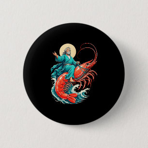 Badge Rond 5 Cm Crevettes jésus 