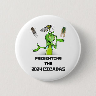 Badge Rond 5 Cm Cricket drôle présentant des cigales insectes enva